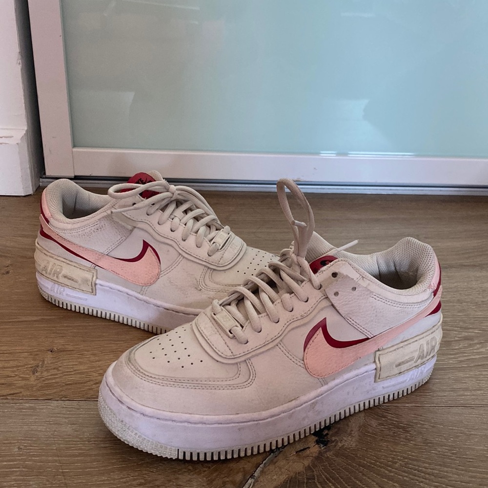 NIKE 8.5 red and pink Air Force 1s